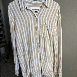 Universal Thread Beige and White Striped Shirt